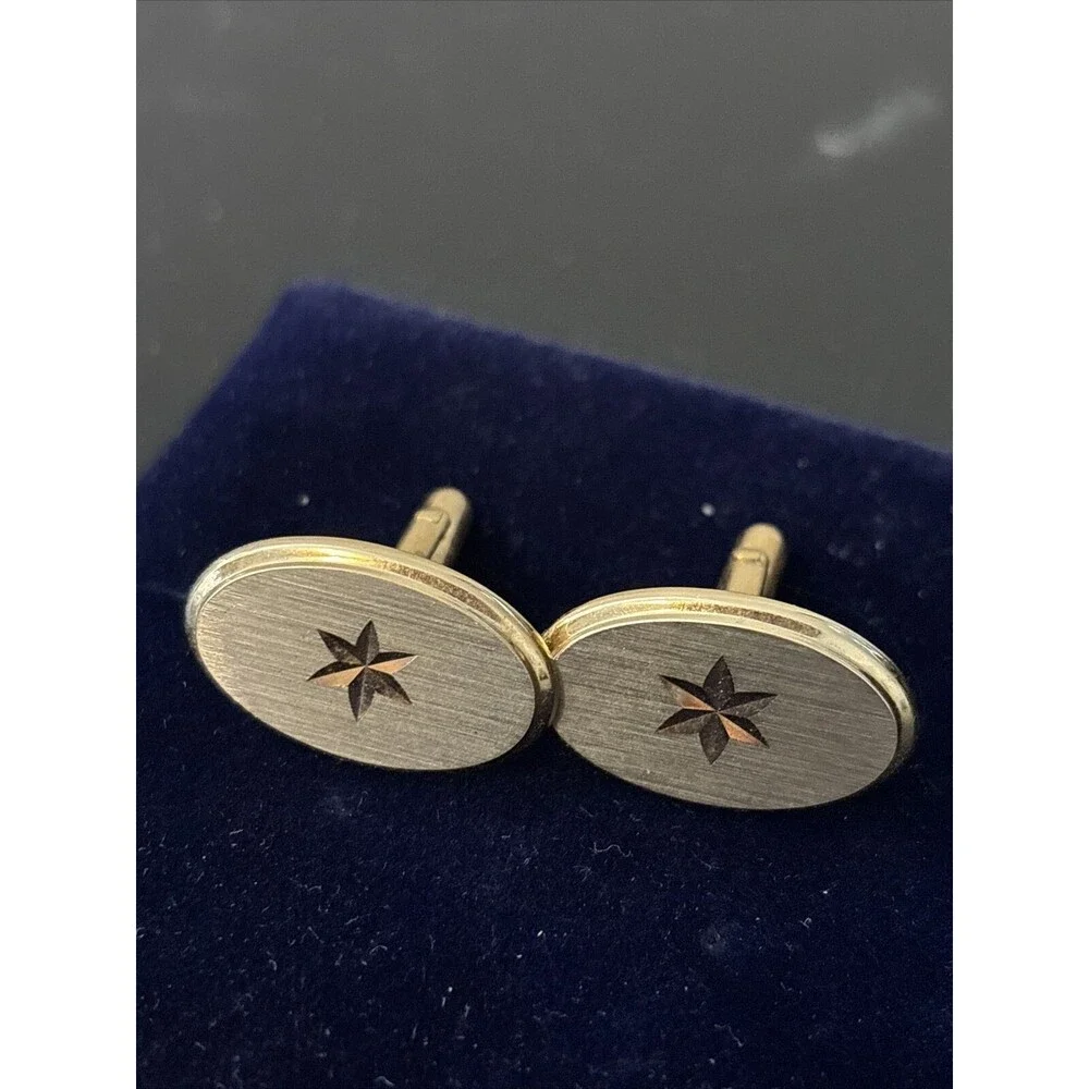Vintage Swank Gold Tone Cufflinks Star Starburst